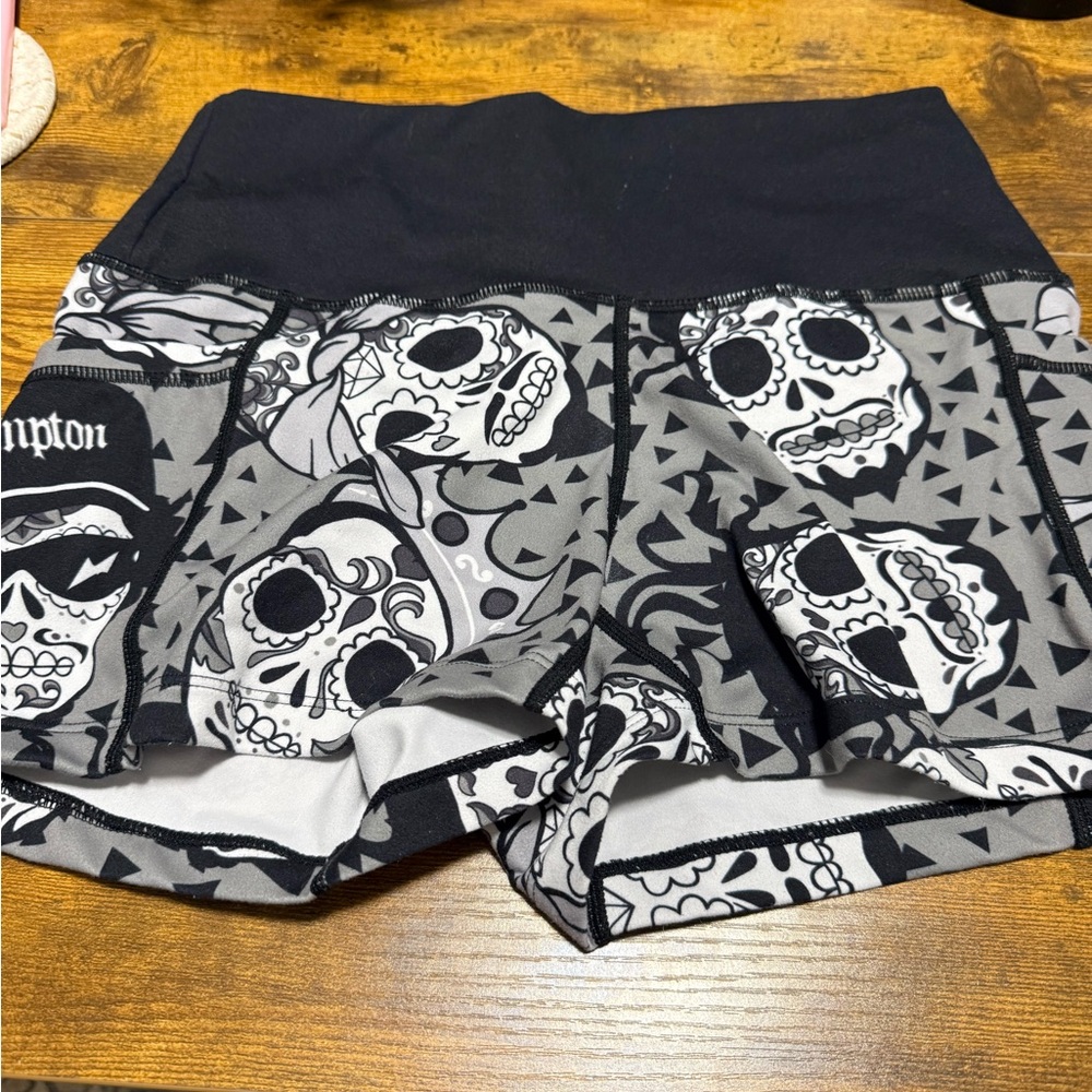 Black and Gray Skull Pattern Shorts